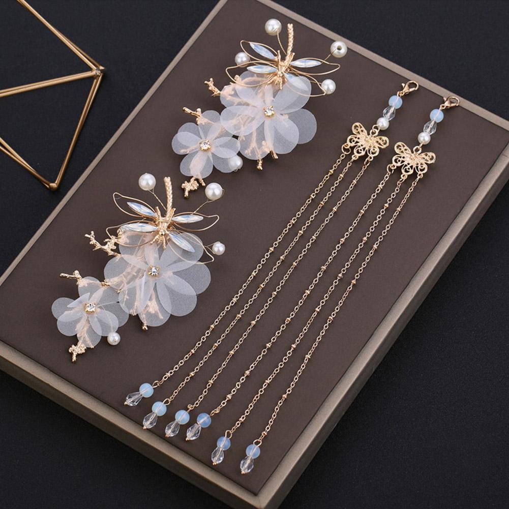 สไตล์ใหม่ดอกไม้โบราณพู่ Hairpin Headdress Dragonfly Step Fairy พู่ Hairpin M6a7