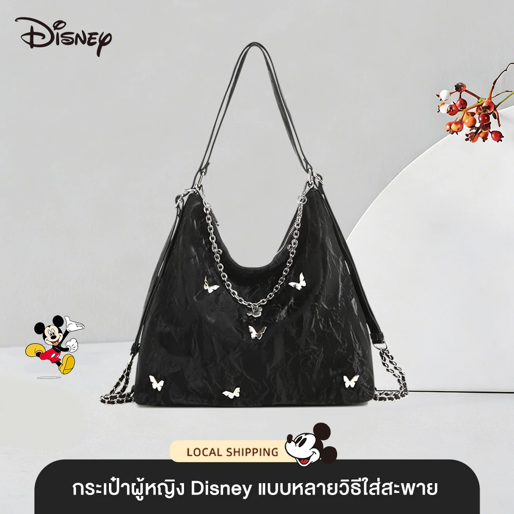 กระเป๋าผู้หญิงดิสนีย์แท้ แบบเป้Convertible ปรับเปลี่ยนเป็นกระเป๋าสะพายไหล่หรือถือ ขนาดใหญ่ สีดำ/เทา สำหรับใส่ไปทำงานหรือเดินทางในวันหยุด