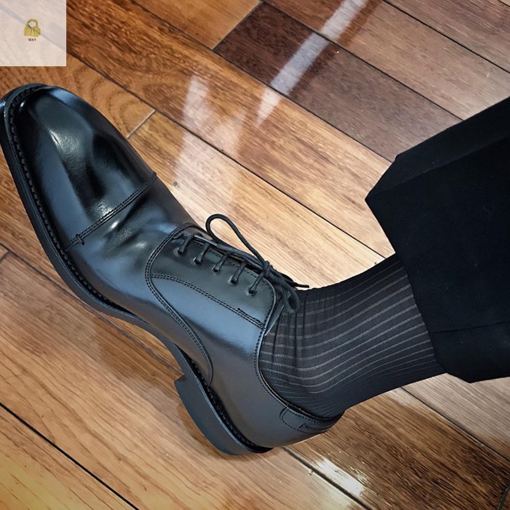 WAY Men Thin Dress Tube Socks, Sheer Translucent Solid Color Business Stocking, Elastic Middle Tube 