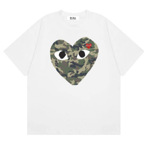 เสื้อยืดแขนสั้น Comme Des Garçons PLAY สำหรับทุกเพศ ทำจากผ้าฝ้ายแท้ สวมใส่สบาย