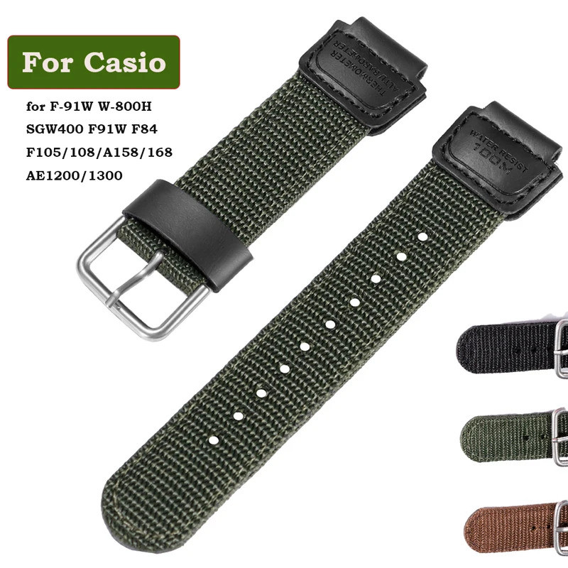 ไนลอนสําหรับ Casio สําหรับ F-91W W-800H นาฬิกา SGW400 F91W F84 F105/108/A158/168 AE1200/1300 18 มม.C