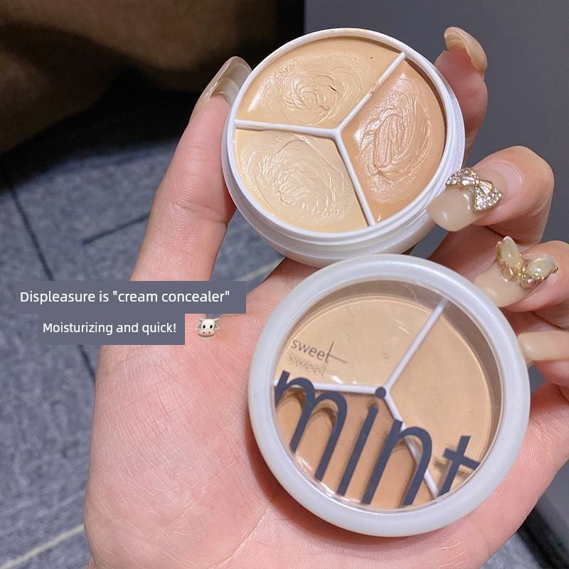 concealer คอนซีลเลอร์ Sweet mint Tricolor คอนซีลเลอร์หญิงจุดปกปิดรอยสิว Tear Groove ช่างแต่งหน้าเฉพา