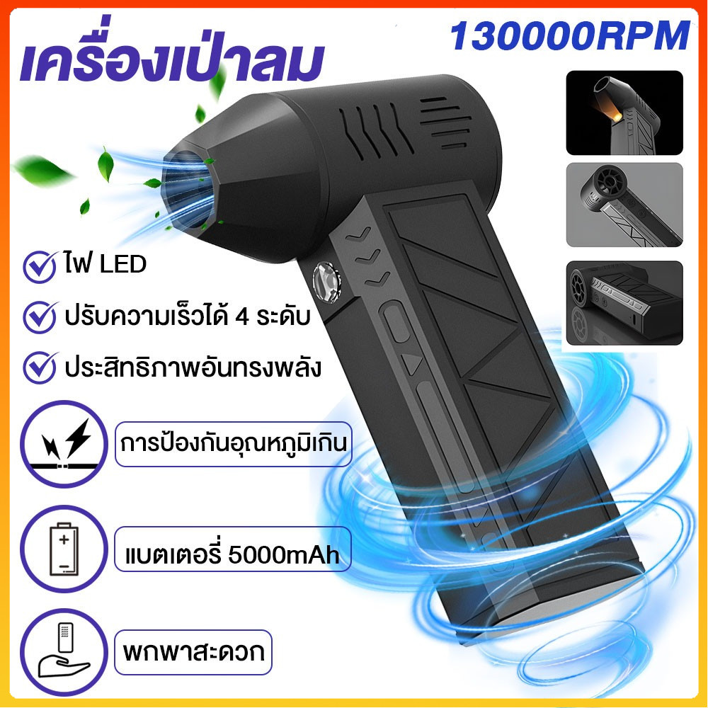 พัดลมเทอร์โบเจ็ท 8000mAh JET FAN เครื่องเป่าลมไฟฟ้า 130000RPM แบบพกพา ความเร็วสูง ใช้งานสะดวก สำหรับเดินทาง/ในรถยนต์ ลดค