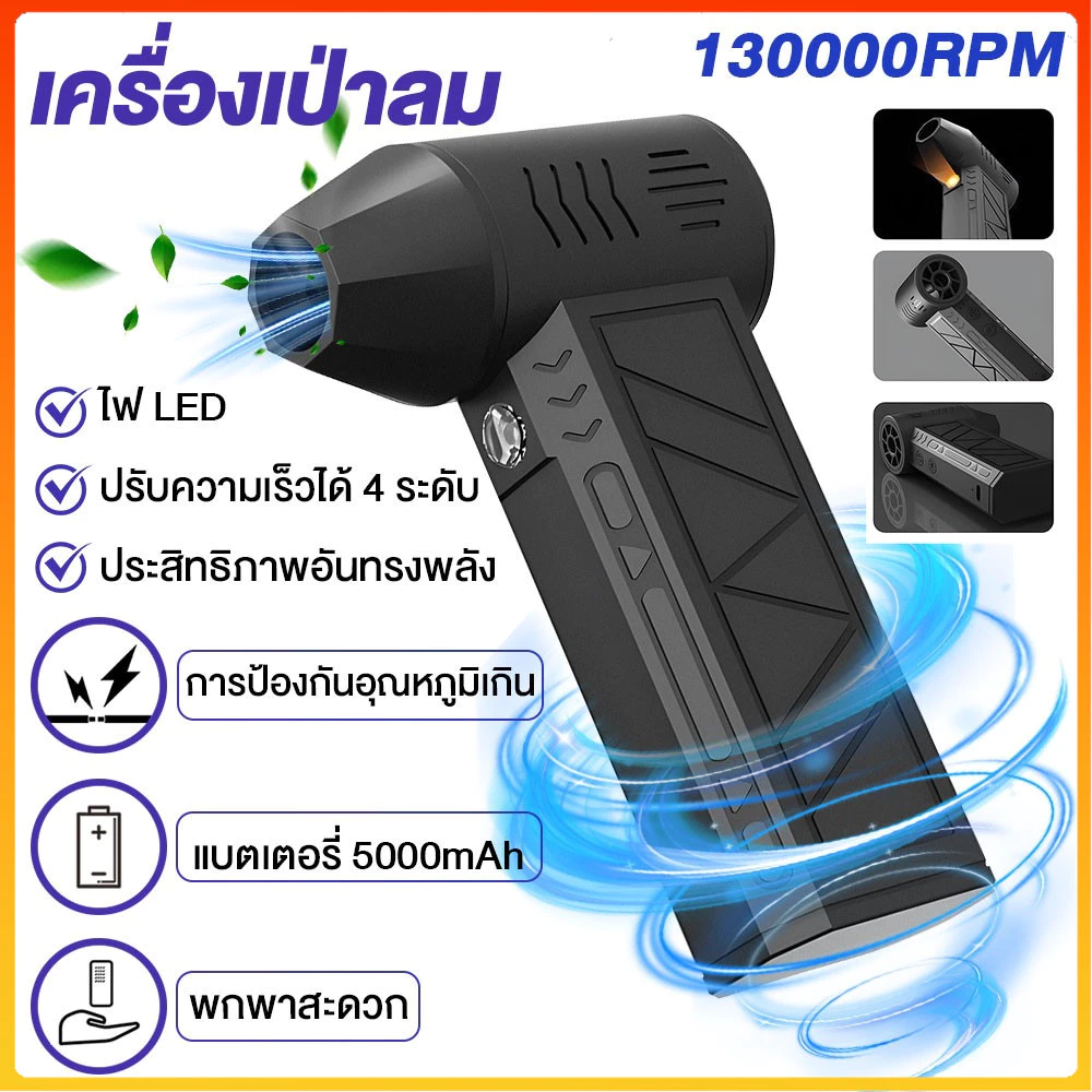 พัดลมเทอร์โบเจ็ท 8000mAh JET FAN เครื่องเป่าลมไฟฟ้า 130000RPM แบบพกพา ความเร็วสูง ใช้งานสะดวก สำหรับเดินทาง/ในรถยนต์ ลดค
