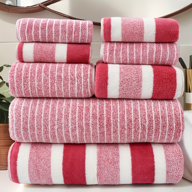 8pcs Towel Set, 2 Bath & 2 Hand Towels, 4 Face Towels. For Spa, Gym, Hotel, Camping & Outdoor Use. F
