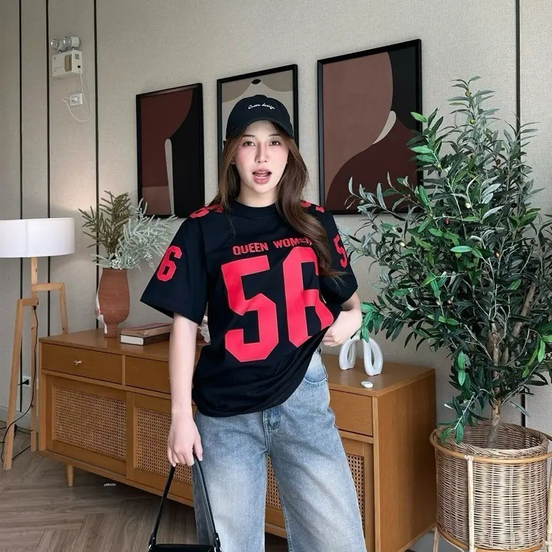 yout-trend🔥 พร้อมส่ง เสื้อยืด oversize unisex สไตล์เกาหลี ผ้าฝ้ายแท้ใส่สบาย ไม่แตกเมื่อซัก "QUEEN WOMEN"