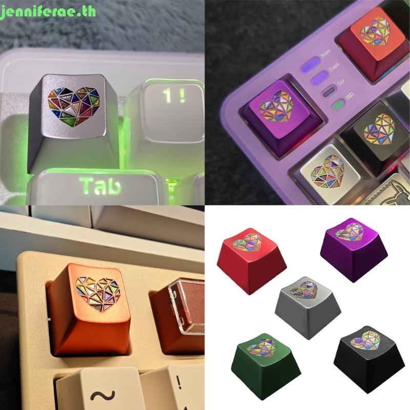 Jenniferae Original Profile Aluminium Alloy Keycap สําหรับนักเล่นเกมและปลายแขนลายหัวใจสีสันสดใส