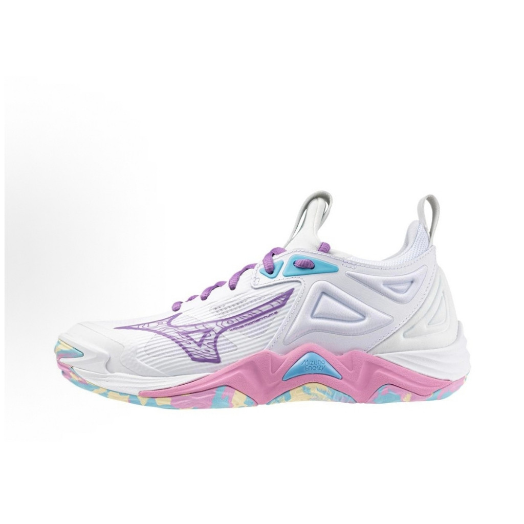 Mizuno Wave Momentum 3 รองเท้าวอลเลย์บอลมืออาชีพตัดต่ํา Unisex สีขาวสีชมพู TFXA