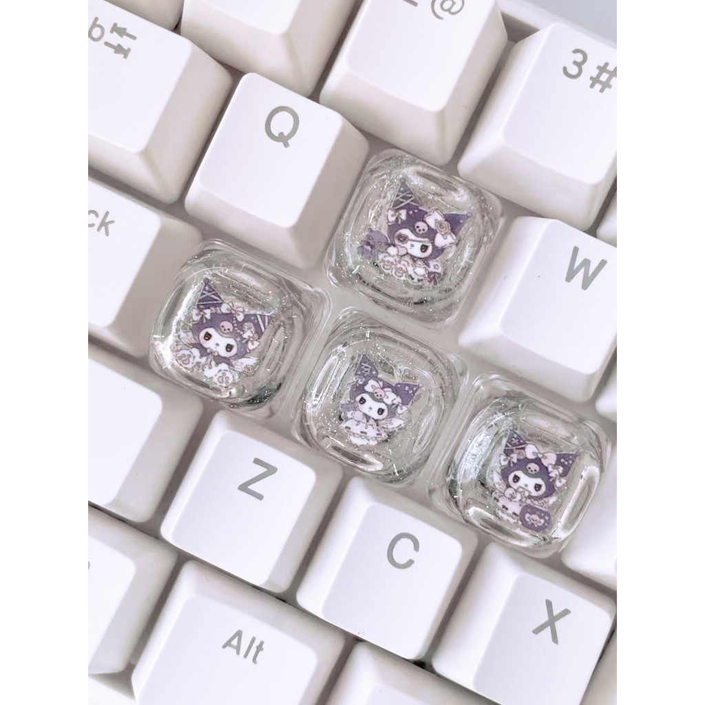 คีย์แคป keycap ใส Sanrio Kuromi Keycap kitty Cat Melody การ์ตูนน่ารักที่กําหนดเองที่ไม่ซ้ํากัน Glitt
