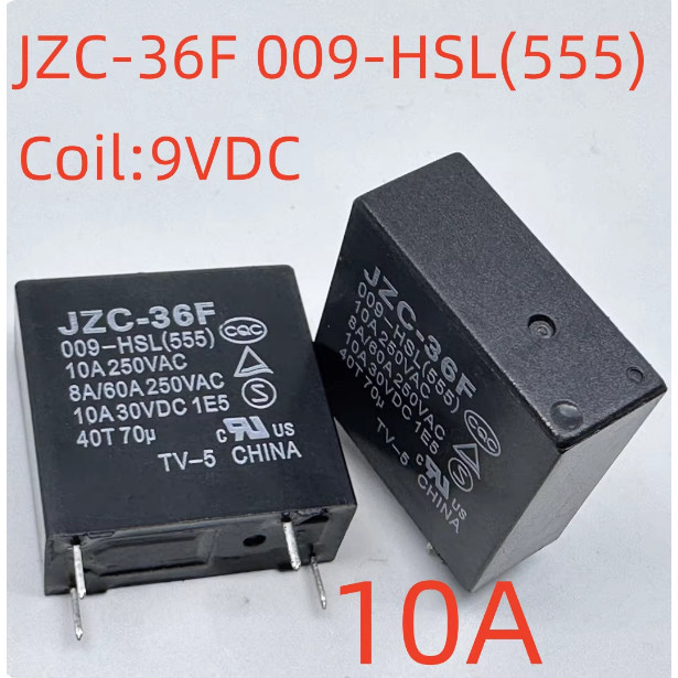 รีเลย์ 4-Pin 10A HF36F 012-HS JZC-36F 009-HSL (555) 36FA
