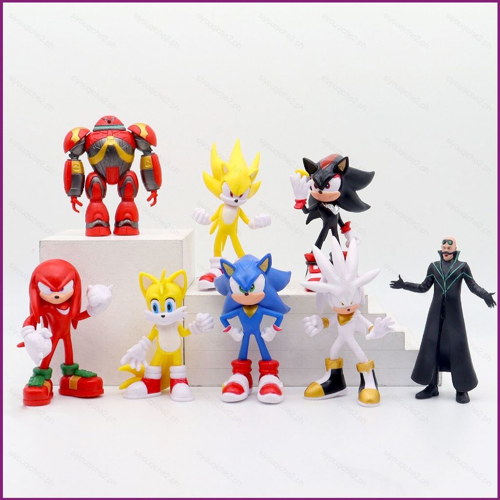 SY2 8pcs Sonic the Hedgehog Action Figure Tails Amy Rose Knuckles the Echidna Shadow the Hedgehog ตุ