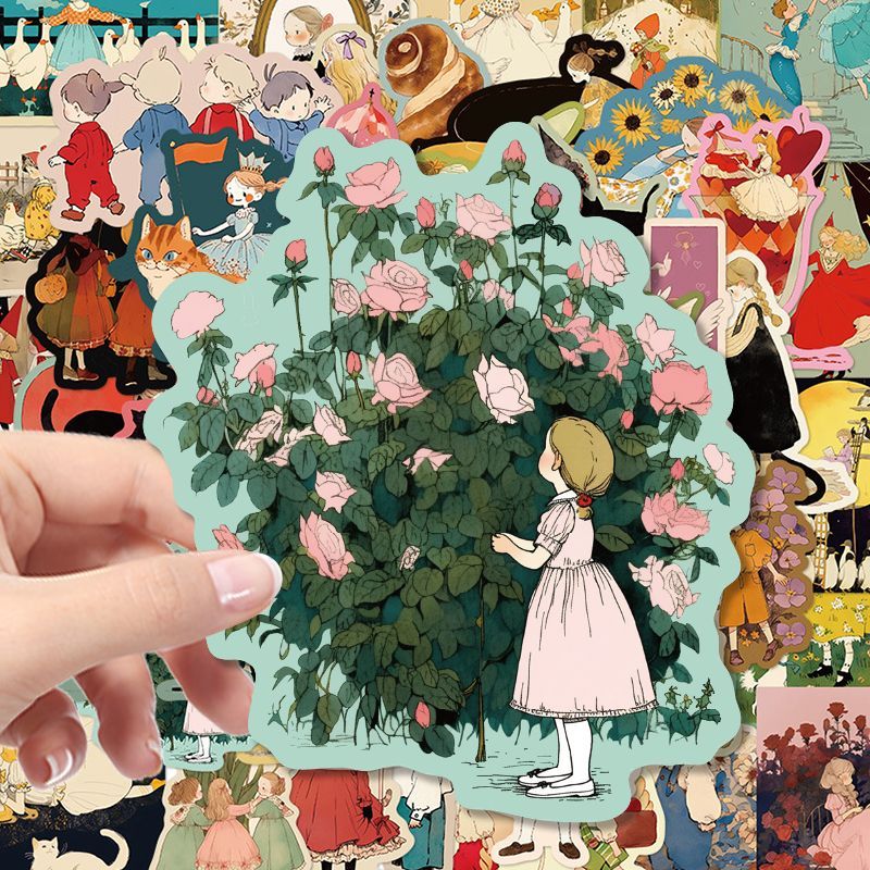 100 แผ่น Fairy Tale สติกเกอร์การ์ตูน ins สาวหัวใจที่ไม่ซ้ํากันคู่มือกระเป๋าเดินทางภาพวาดตกแต่ง