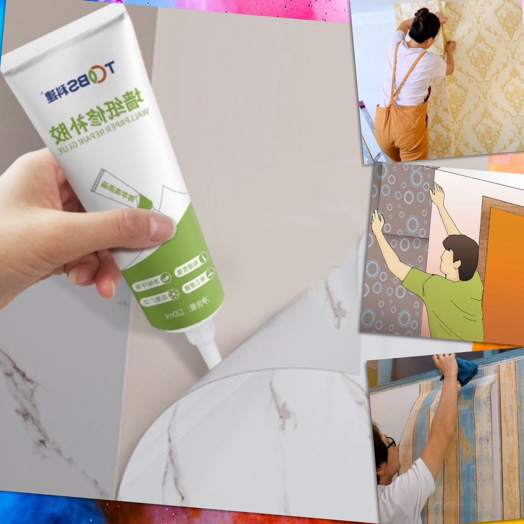 ⚡ กาว Wallpaper กาวซ่อม วอลเปเปอร์ ติดวอลเปเปอร์ กาวติดผนัง ยึดติด ซ่อม DIY รุ่นอัพเกรด เพิ่มความเหนียวแน่น ⚡