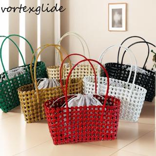 กระเป๋ากลวงสานพลาสติก สไตล์โบฮีเมียนและชนบท สำหรับชายหาดและค…
