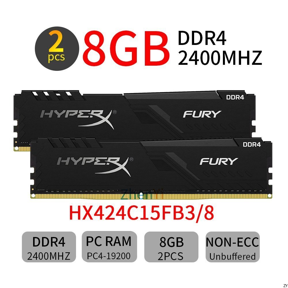 สําหรับชุด Kingston HyperX Fury 16GB 2x 8GB DDR4 2400MHz HX424C15FB3/8 CL15 หน่วยความจํา RAM