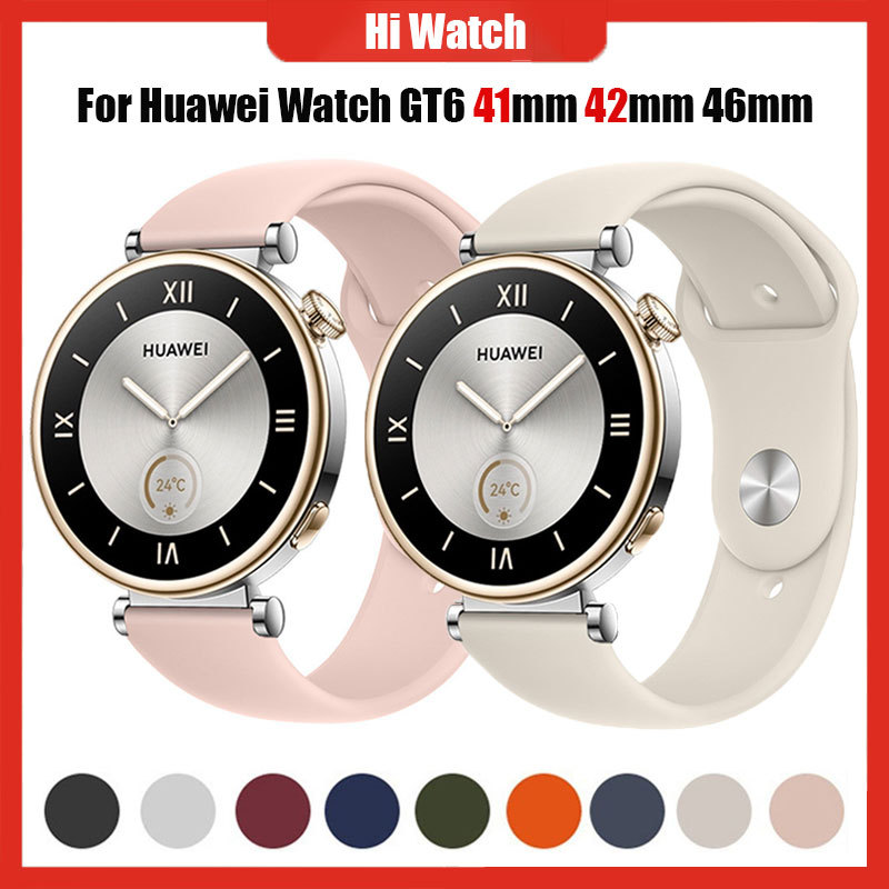 ซิลิโคนอ่อนนุ่มสําหรับนาฬิกา Huawei GT6 41 มม.42 มม.46 มม.สร้อยข้อมือสําหรับนาฬิกา Huawei GT6 46 มม.41 มม.GT5 GT4 สายรัดข้อมือ