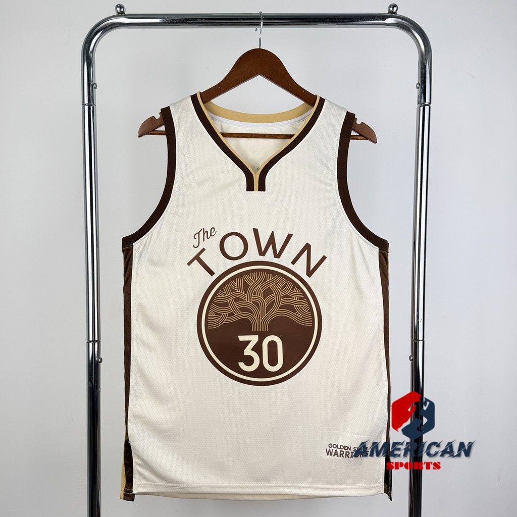 แจ็กเก็ตทีมGolden State Warriors Stephen Curry สีแทน ของ Jersey