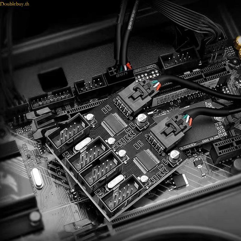 Doublebuy 9Pin USB Header ชาย 1 ถึง 2 4 หญิงสายต่อการ์ดเมนบอร์ด 9Pin USB
