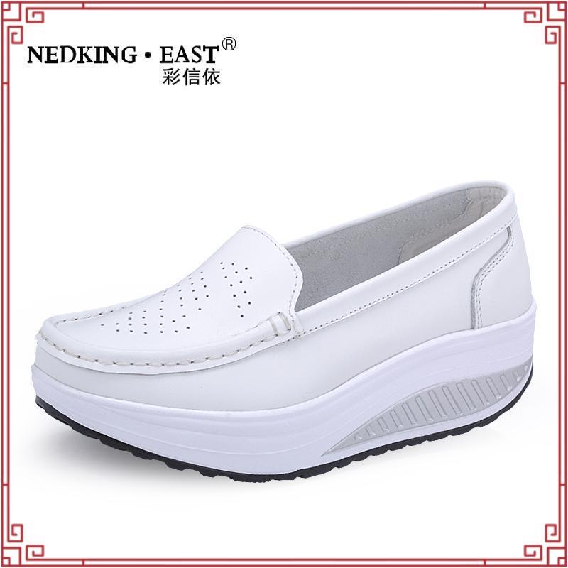 Women's Shoes White Nurse Shoes Swing Work Single Shoes Lady's Heel Platform Shoes