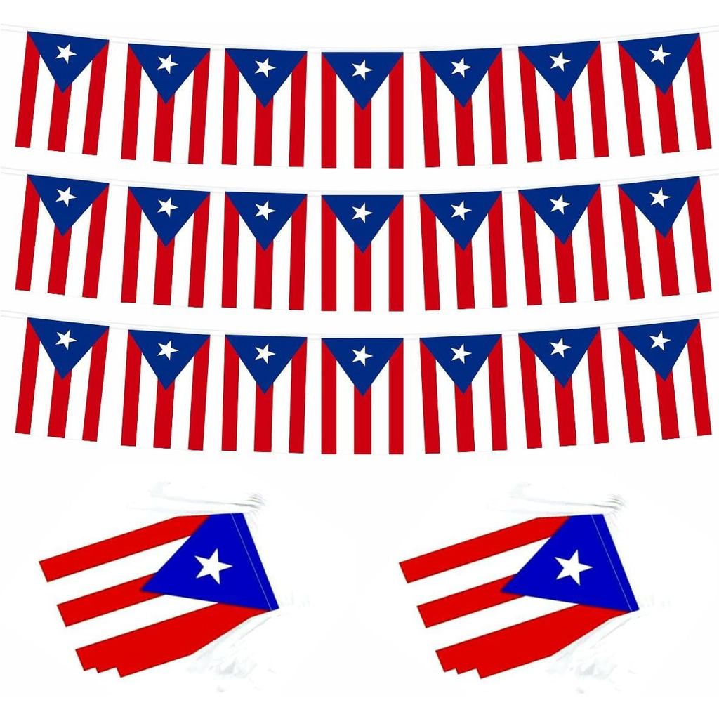 2 แพ็ค Puerto Rico Flag Banner String - Puerto Rican Small Mini Bunting Banner สําหรับตกแต่งในร่มและ