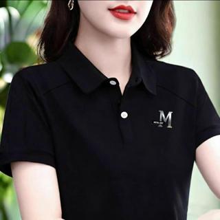 【จัดส่งจากกรุงเทพฯภายใน 24 ชั่วโมง】โปโลสีดำสำหรับผู้หญิงสไตล…
