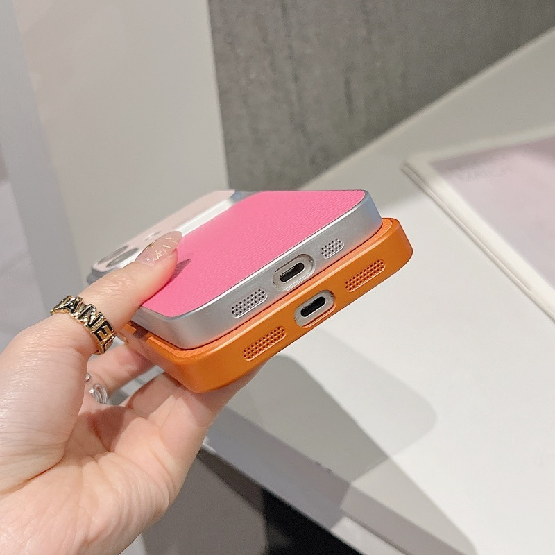 เปลือก บางเฉียบสีคู่หน้าต่างขนาดใหญ่หนังลิ้นจี่ลายสีชมพูเคสโทรศัพท์เหมาะสําหรับ ไอโฟน 11 12 13 14 15 16 17 มือโปร สูงสุด รวมทุกอย่างพร้อมฟิล์มเลนส์ฝาครอบป้ ราคา ถูกที่สุด ดีลบีเคเค แกลเลอรีภาพที่ 9