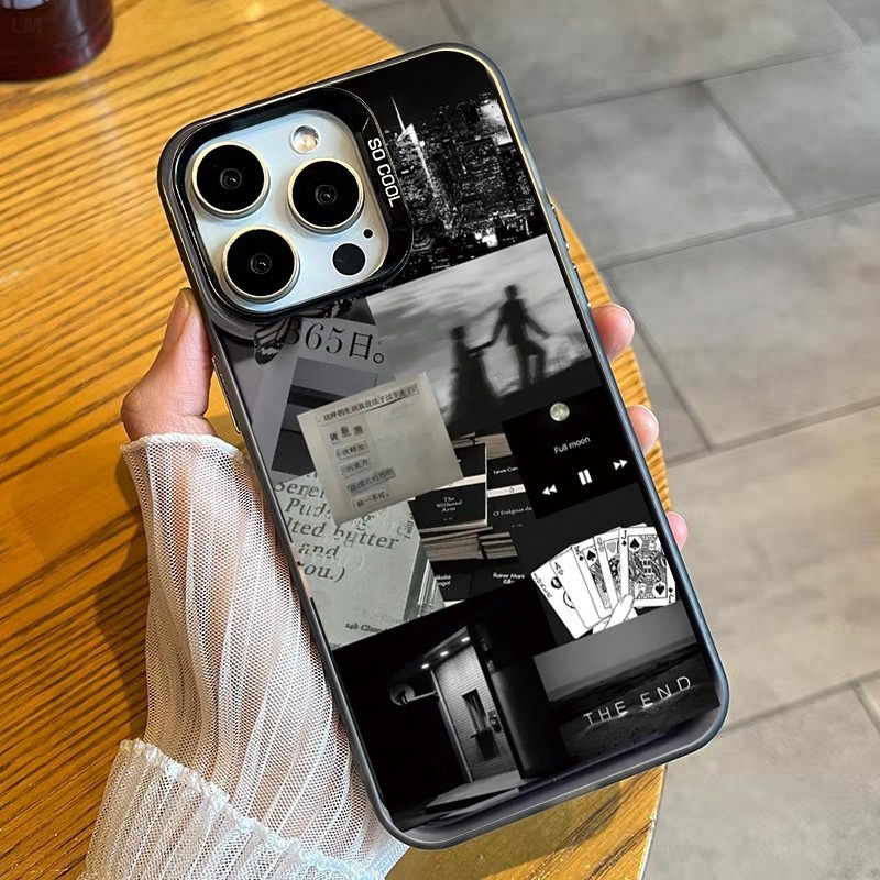 ภาพประกอบสีเข้มสร้างสรรค์เหมาะสําหรับiPhone 15 7 Plus 13 Pro Max 16 Plus 12 Pro 11 Pro Max 17 14 Pro