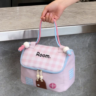 MUKUKU cosmetic bag กระเป๋าพกพา รูปบ้าน ความจุใหญ่ น่ารัก แบ่งช่องชัดเจน หยิบของสะดวก รวดเร็ว