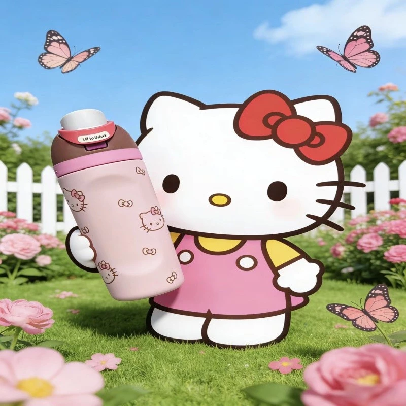 Hello Kitty x Owala FreeSip 16oz ขวดน้ําสแตนเลสรุ่น Limited Edition – แก้วน้ํากันรั่วพร้อมหลอดในตัว, ฉนวนติดผนังสองชั้นสําหรับเล่นกีฬา, โรงเรียนและการเดินทาง, ปลอดสาร BPA