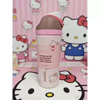 Hello Kitty x Owala FreeSip 16oz ขวดน้ําสแตนเลสรุ่น Limited Edition – แก้วน้ํากันรั่วพร้อมหลอดในตัว, ฉนวนติดผนังสองชั้นสําหรับเล่นกีฬา, โรงเรียนและการเดินทาง, ปลอดสาร BPA