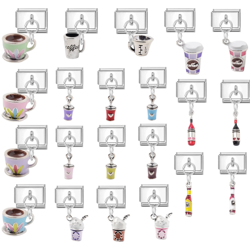 รูปแบบยอดนิยม DIY สร้อยข้อมือ charm อิตาเลี่ยน links fit 9 มม.บิลเลียดหมวก Friend รูปแบบเรียบง่าย ins สไตล์