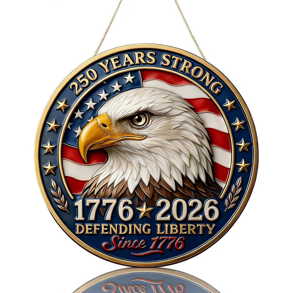 250th Anniversary ไม้แขวนป้าย America Independence Day Eagle ประตู USA พวงหรีด 1776-926 ประตูตกแต่ง 