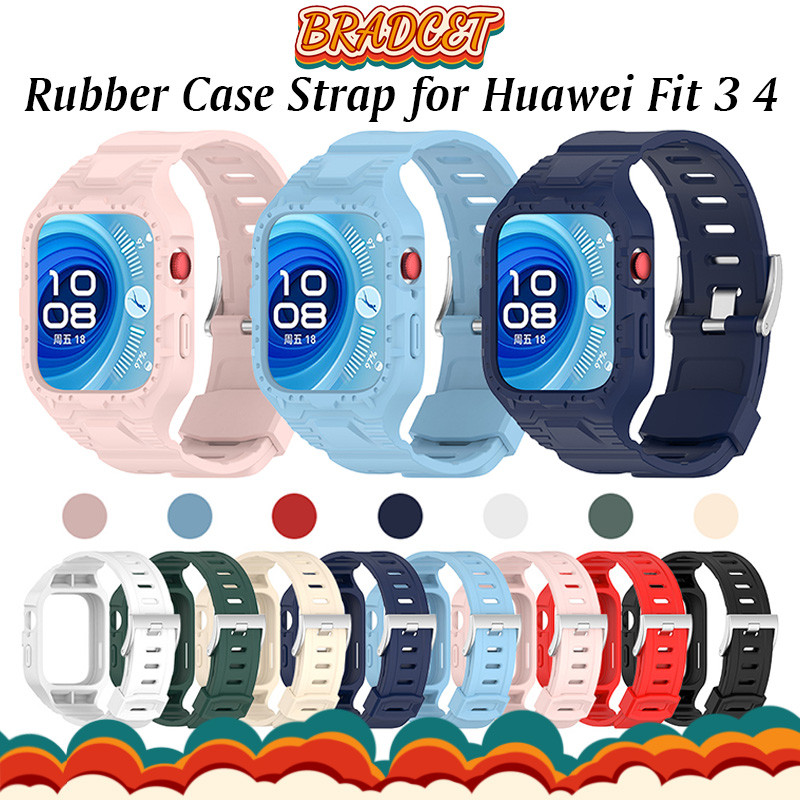สายพานสายหนังกีฬา for สมาร์ทวอทช์ Huawei Watch Fit 4/3 ผ้าหุ้มหน้าจอ ครอบปัดกันชน สายพานซิลิโคนปรับความตึงได้