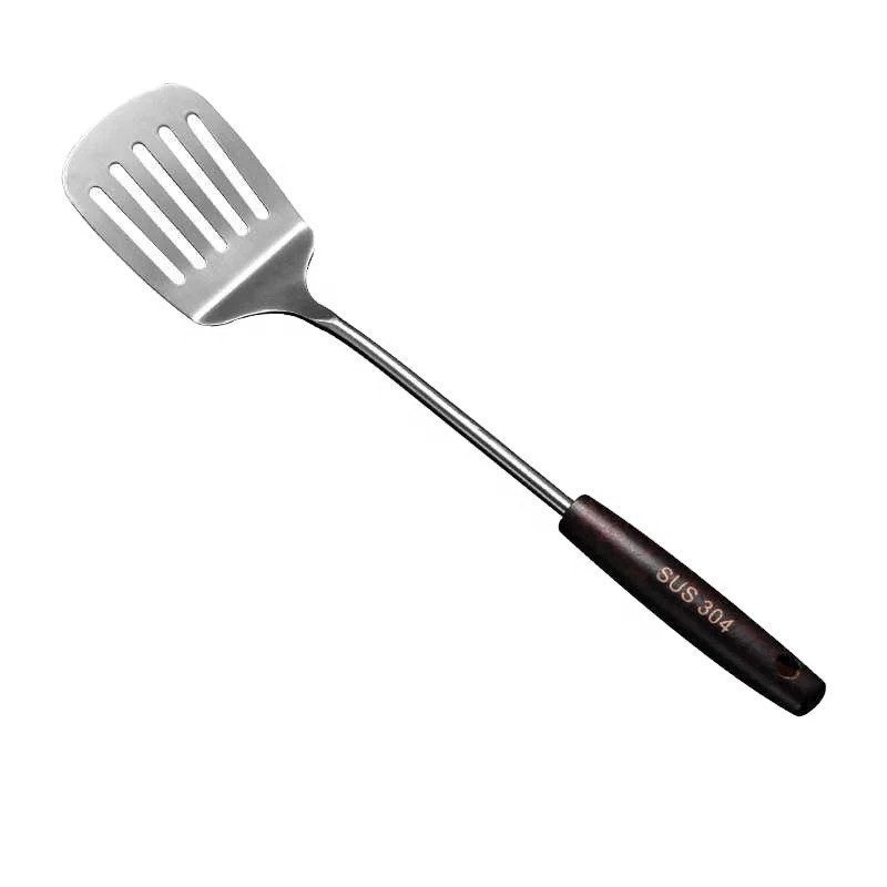 304 Stainless Steel Spatula Wooden Handle Cookware Set Frying Spatula Soup Funnel Frying Spatula Hou