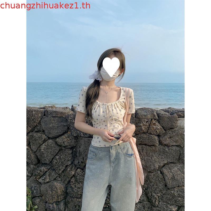 POKEE | KONOMI เสื้อครอปลายดอกไม้