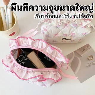 น่ารักผ้าลูกไม้กระเป๋าเครื่องสําอางแบบพกพากุทัณฑ์ถุงเก็บนักเรียนความจุขนาดใหญ่กรณีดินสอ