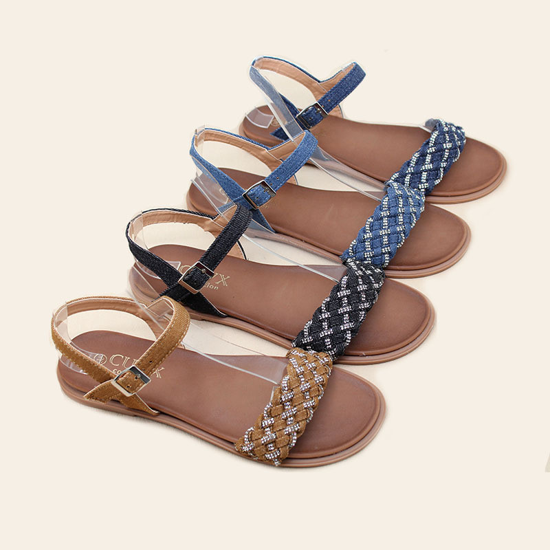 Guyana การค้าต่างประเทศจุดขายส่งรองเท้าแตะถัก水钻凉鞋