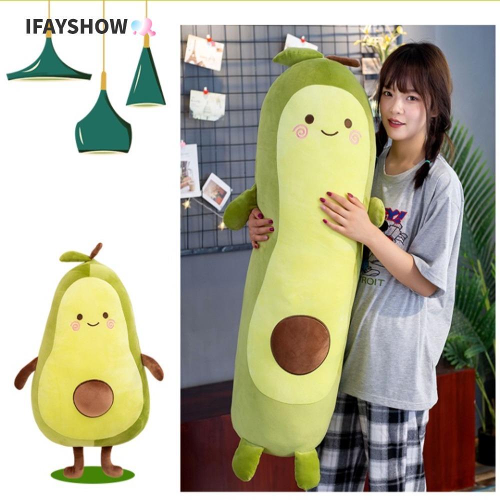 IFAYSHOW ตุ๊กตาอะโวคาโดผลไม้ตุ๊กตา, 32/50/60 ซม.นอนสีเขียวยักษ์ของเล่น,ของขวัญอะโวคาโดหมอนนอนตกแต่งห้อง