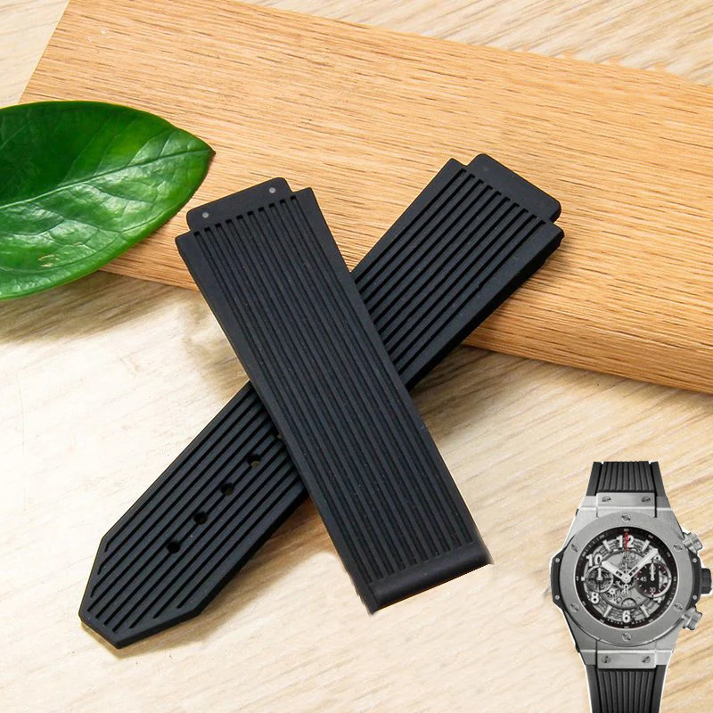 ยางซิลิโคนนาฬิกาสําหรับ Hublot BIG BANG สีดําสีฟ้าผู้ชายนาฬิกาเครื่องมือสร้อยข้อมือกันน้ําและกันเหงื