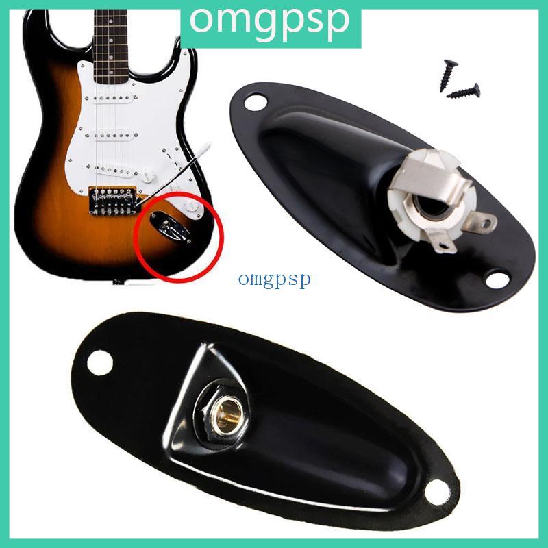 OMG Black Boat Input Output Jack Plate Socket With Screws For Guitar