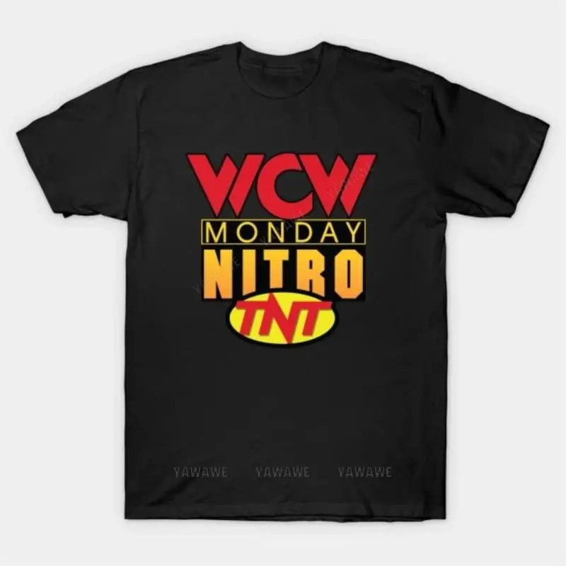 แบรนด์แฟชั่น เสื้อยืด เสื้อยืดสำหรับผู้ชาย WCW Monday Nitro เสื้อยืด ยูนิเซ็กซ์ แขนสั้นสบายๆ พิมพ์ตล