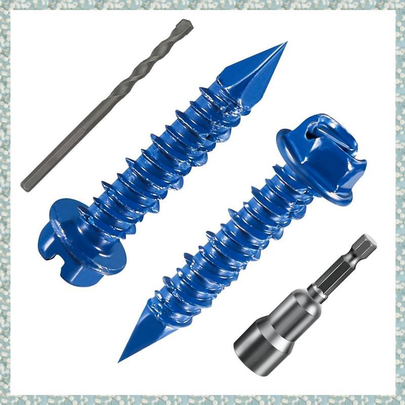 [h5bl3j6wj.ph] 1/4 "x 1-1/4" Slotted Hex Head สกรูคอนกรีต Anchor Blue Hex Head ใช้สําหรับ Anchor อิฐ