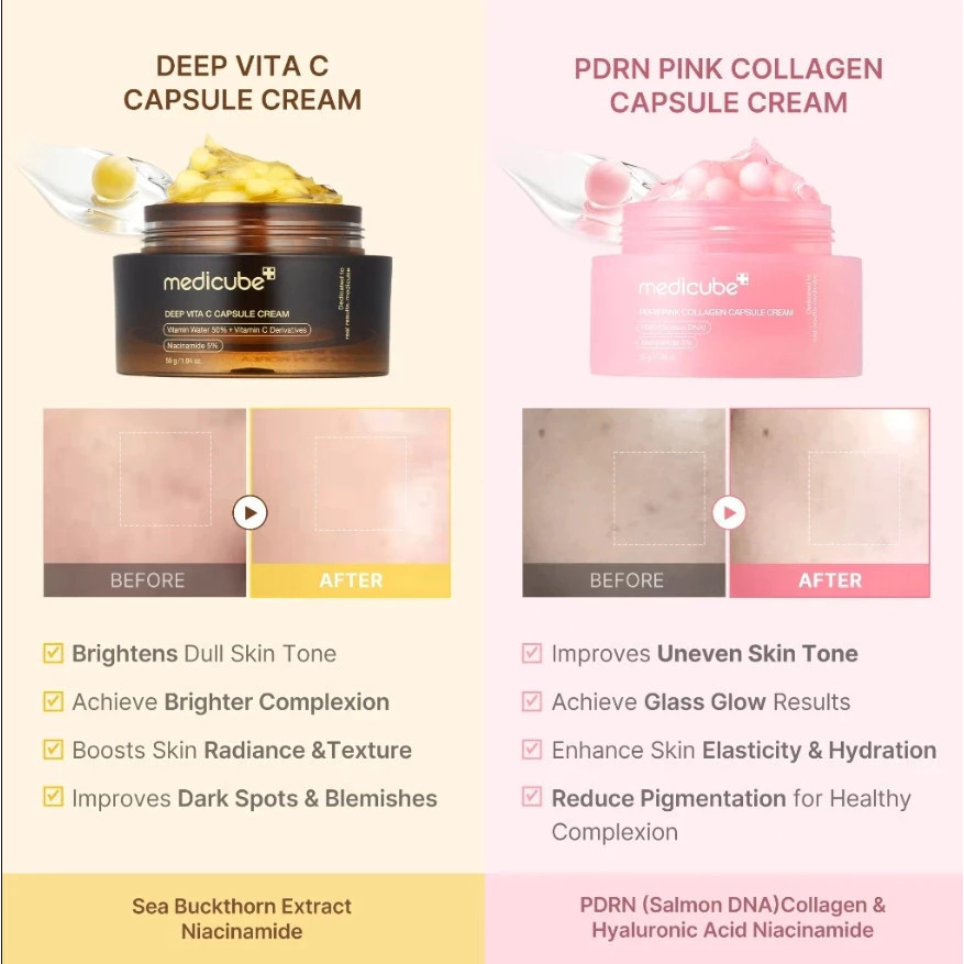 【แนะนำ】[Medicube] PDRN Pink Collagen Capsule Cream 55ml | ไลท์ไฮเดรชั่น | โทนไม่สม่ําเสมอ - รูปที่ 2