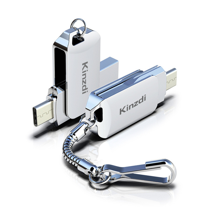 ของขวัญ U Disk แกะสลักโลโก้ U Disk type-c โทรศัพท์มือถือคอมพิวเตอร์ Dual-use U Disk 64g รถ 32g โลหะ 