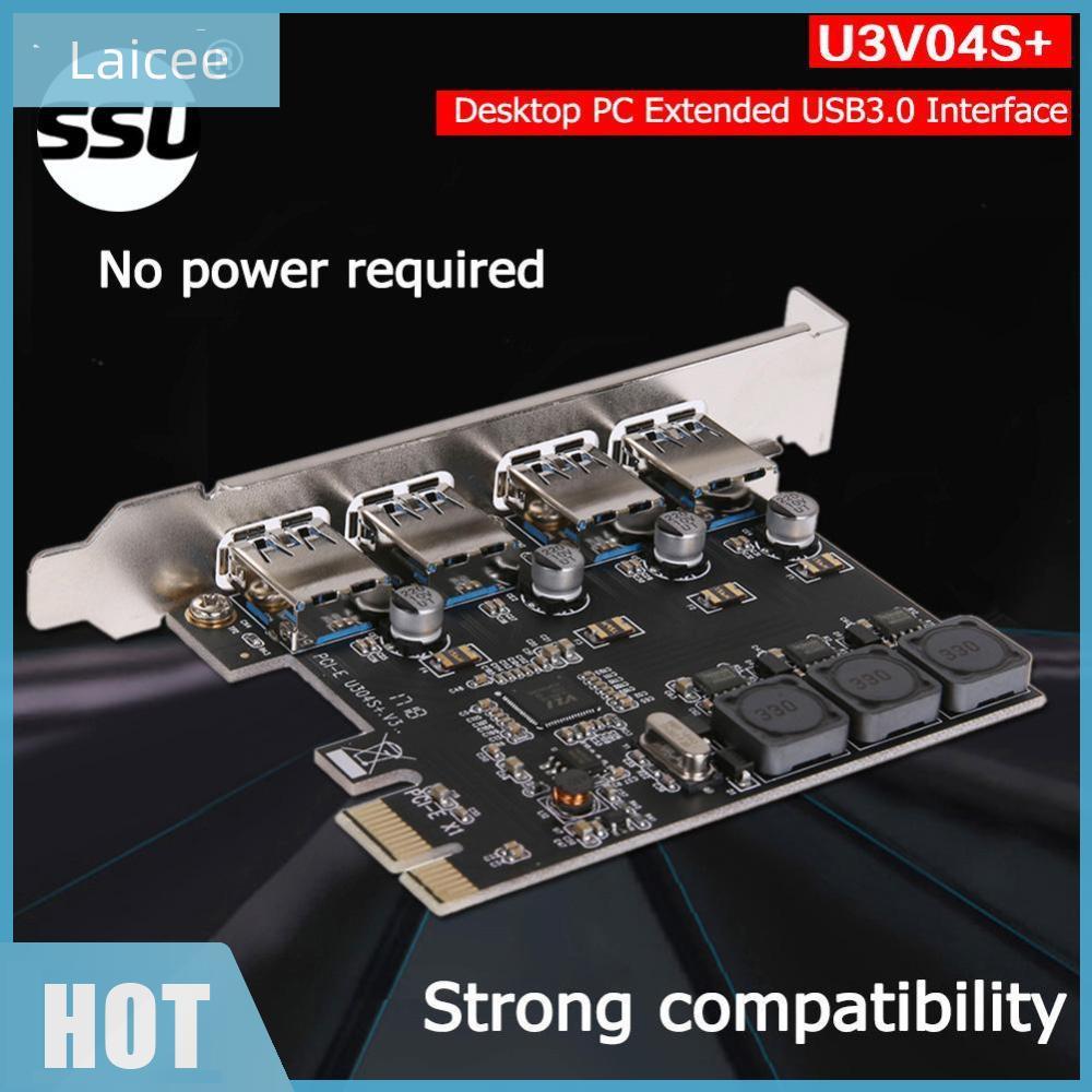 [Laicee.th] SSU U3V04S+ 4 พอร์ต USB 3.0 PCIe การ์ดขยาย PCI Express x1 USB 3.0 Hub Adapter สําหรับเดส