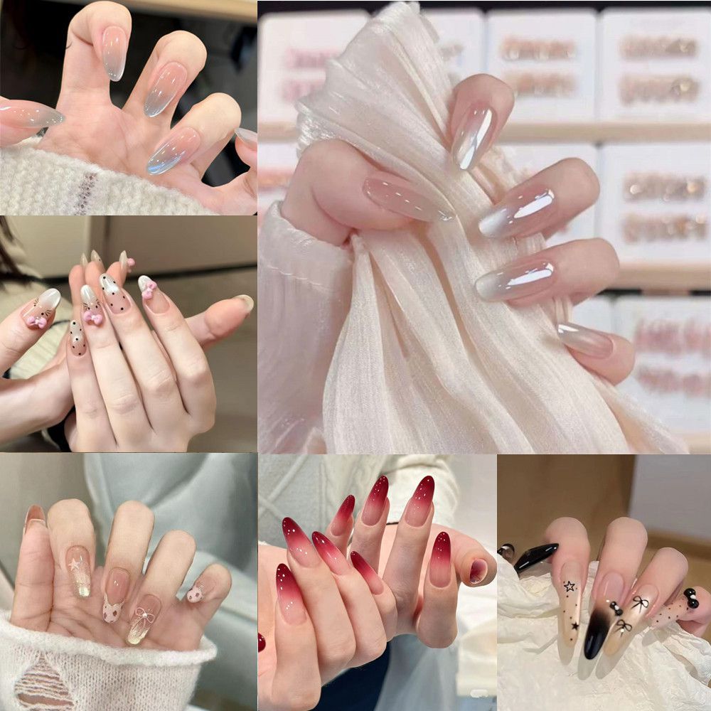 ปลายเล็บปลอมทรงตาแมว แผ่นแปะเล็บปลอม DIY สำหรับต่อเล็บปลอม 10 ชิ้น