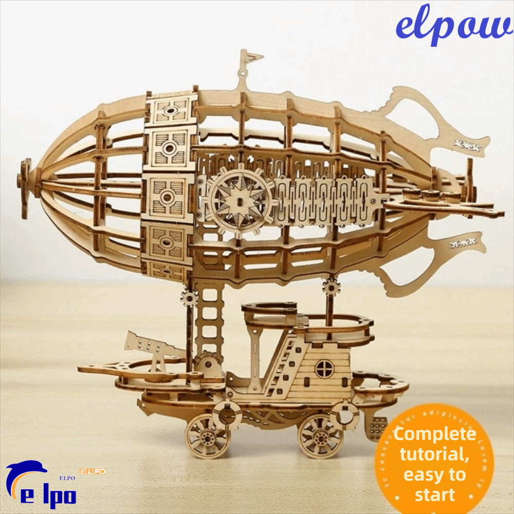 PIXELPOWER Airship Model, Hand Craft 3D Puzzle 3D Wooden Puzzle, Toy Construction Mechanical Design 
