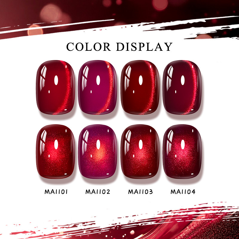 MEET ACROSS โกเมนสีแดงแม่เหล็กเล็บเจล Cat Eye Gel Polish Soak Off ยาทาเล็บที่มีสีสัน DIY เล็บ 7ml ราคา ถูกที่สุด ดีลบีเคเค แกลเลอรีภาพที่ 8