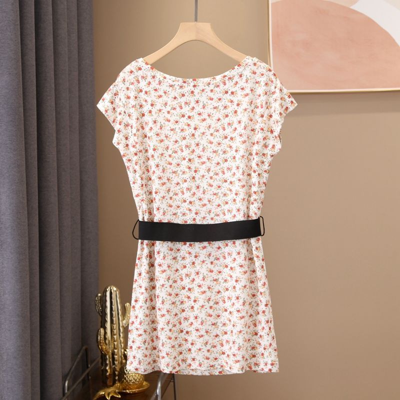 เกาหลีเกาหลี2026ฤดูร้อนแขนกุดรอบคอชุดดอกไม้บ้านสวมใส่ด้านนอก ผอมลง ดูหวานสดน่ารักแคบ-เอวพิมพ์ทุกการแ