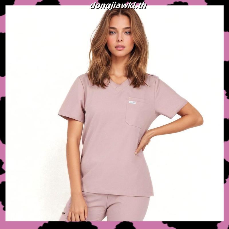 Subscrub ชุดสครับ ชุดห้องผ่าตัด ชุดแพทย์ ชุดพยาบาล ชุดเข้าเวร เสื้อคอวี(เสื้อ+กางเกง)